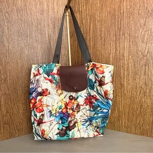 Sharif Foldable Nylon Floral Tote Bag‎ Packable Travel Carryall Beach Errand Bag